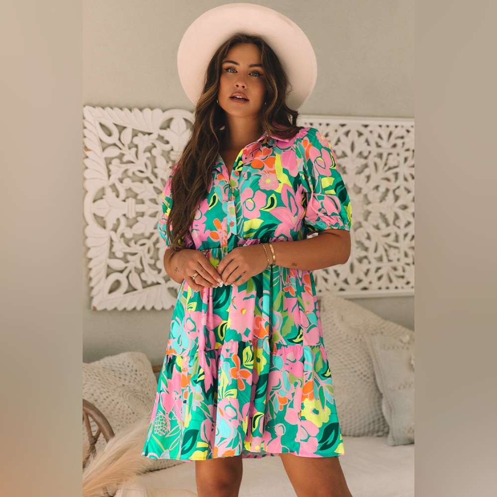 C0308: Puff Sleeve Babydoll Dress